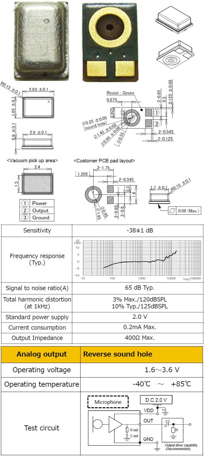 Micro miniatura 2.8x1.8x0.9mm